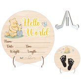 Parrihy Winnie baby sign front view, ideal newborn photo prop and keepsake.