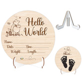 Parrihy Winnie baby wooden sign, round shape, ideal photo prop for newborn portraits.