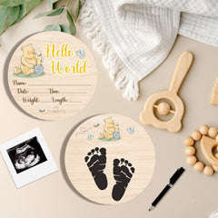 Parrihy Winnie hello world sign in nursery decor for cozy newborn ambiance.