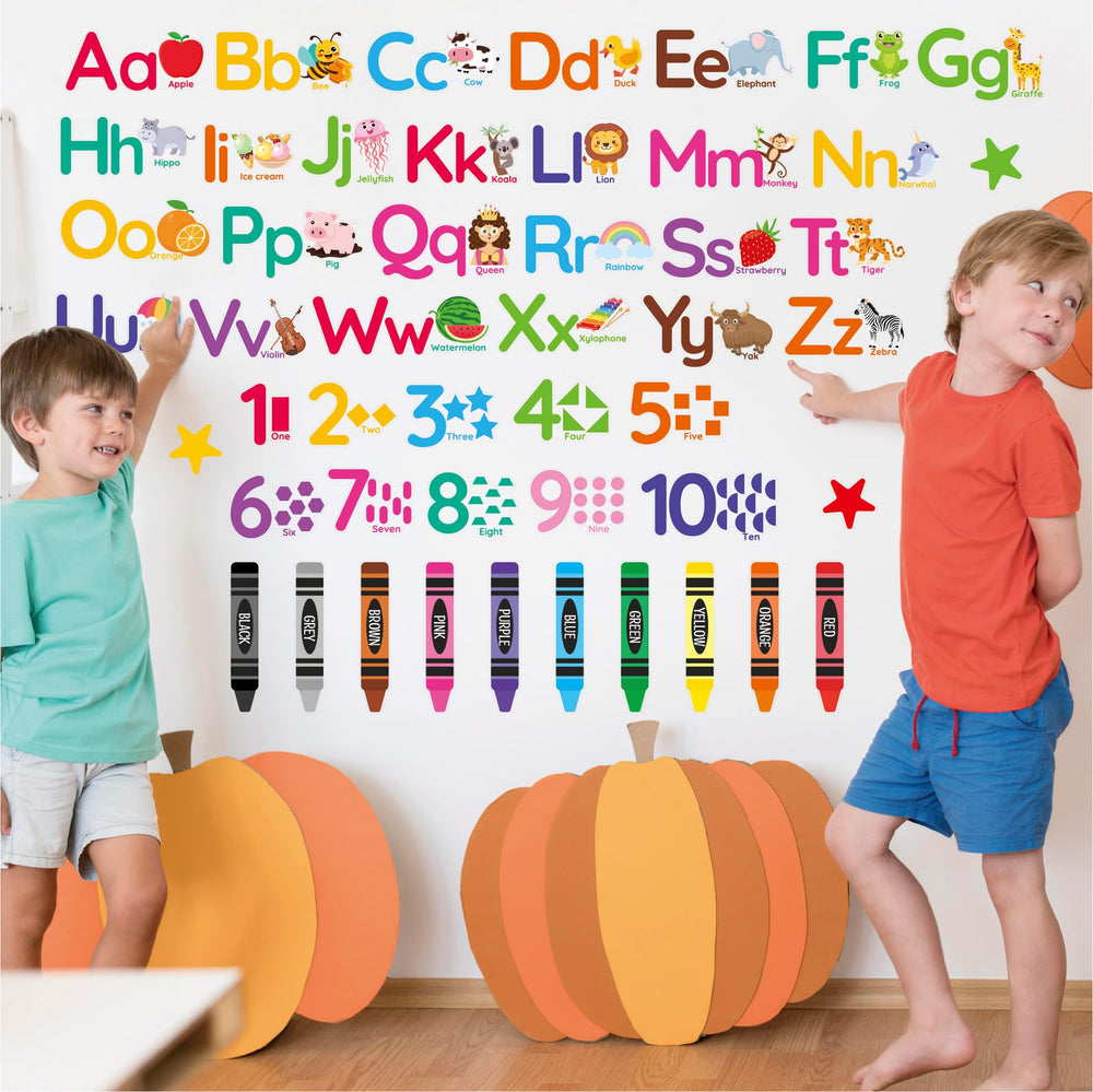 PartyGarden Animal Alphabet Numbers wall decal sheet close-up for colorful kids' learning.