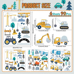 Partygarden Construction Vehicles wall decals offer easy peel installation and wall-safe decor
