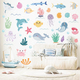PartyGarden ocean animals wall decals dolphins easy peel-and-stick for quick kids room refresh.
