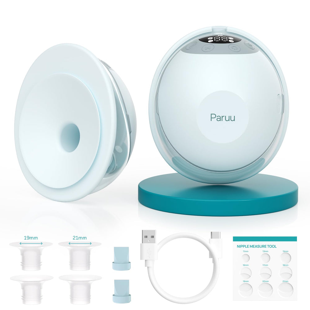 Paruu P20 wearable design image shows discreet, hands-free pumping on the go.