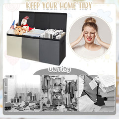 Patelai toy box chest gray removable dividers for organization