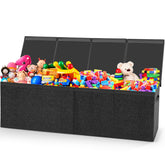 Patelai toy box chest with lids open shows large storage capacity for playroom toys.