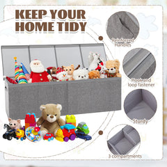 Patelai toy box collapsible folded shows compact storage when not in use.