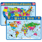 Patelai World Map Placemat with colorful details for geography learning during meals.