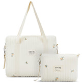 Paterr diaper bag tote olive flower front view with roomy storage for baby essentials.