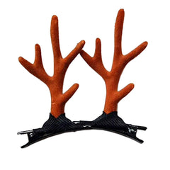 Patiky antlers hair clip brown deer horns closeup for festive cosplay