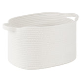 Patvingot basket white closeup weave highlights natural cotton rope ideal for safe toy storage.