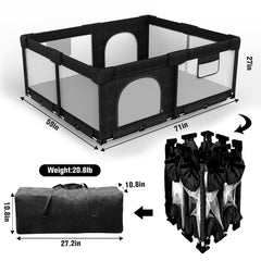 Patywaga foldable playpen folded compact demonstrating portability and easy storage.