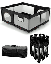 Patywaga foldable playpen mat close-up highlighting thick non-removable mat for comfort and easy cleanup.