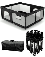 Patywaga foldable playpen mat close-up highlighting thick non-removable mat for comfort and easy cleanup.