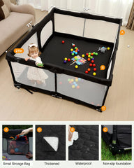 Patywaga playpen gate zip detail shows easy access while supervising baby.