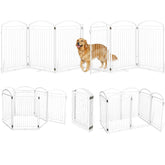 Paulmele full-metal free-standing dog gate front view, sturdy indoor-outdoor barrier