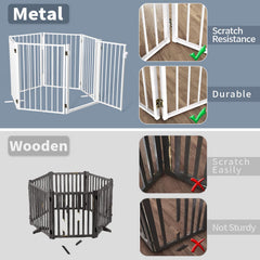 Paulmele dog gate with door provides walk-through access and security