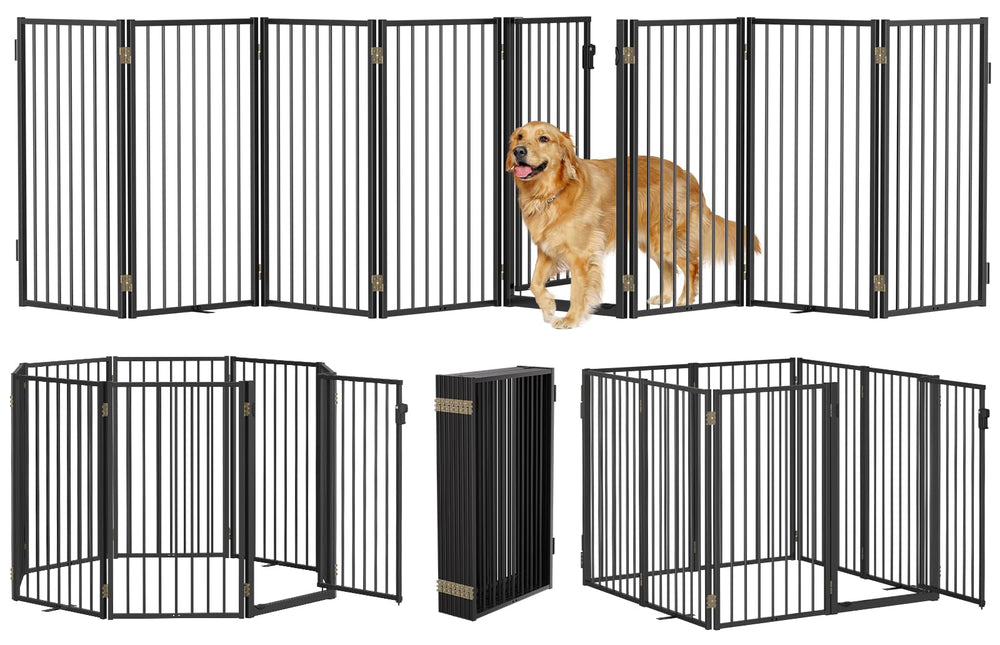 Paulmele metal freestanding dog gate frame closeup highlighting durable all-metal construction for wide doorways