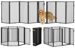 Paulmele metal freestanding dog gate frame closeup highlighting durable all-metal construction for wide doorways