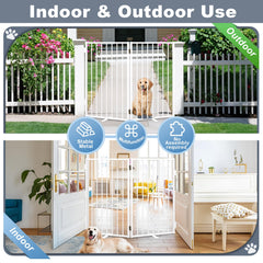 Paulmele white 2-panel 36in tall gate fits wide doorways and decks