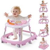 Pausiode foldable baby walker with nine-height adjustments for growing infants
