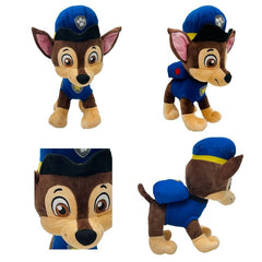 Paw Patrol Chase blue embroidered smile closeup showcases kid-friendly charm.