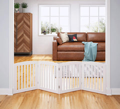 PAWLAND folding 4-panel gate in white, easy accordion-style setup for flexible room division.