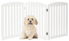 PAWLAND wooden freestanding pet gate folded for compact storage