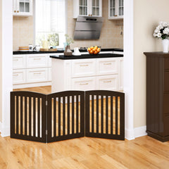 PAWLAND wooden gate in espresso finish front view for doorway containment
