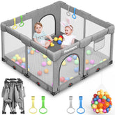 Pawtners foldable playpen assembled for quick setup and secure space.