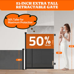 Pawtners retractable gate 51-tall deters jumpers in hallway