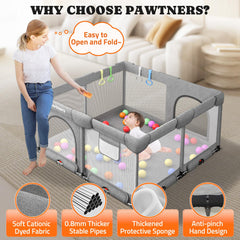 Pawtners four handles provide stability and easy navigation inside the pen.