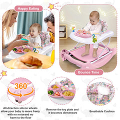 Pawtong foldable 5-in-1 walker adjustable-height positions support growing baby.