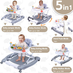 Pawtong Foldable Baby 5-in-1 Walker folded storage saves space between sessions.