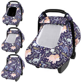 Pea Pod car seat cover dinosaur-pattern window view for monitoring baby on the go