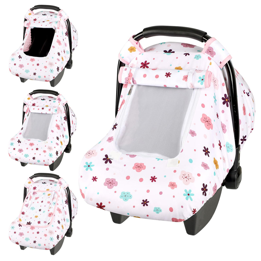 Pea Pod car seat cover with flower pattern adds stylish protection for your baby.