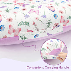Pea Pod infant lounger slipover being attached for quick changes.
