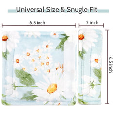 Pea Pod Daisy strapped to stroller seat showing belt irritation protection