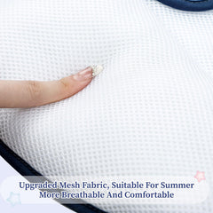Detachable headrest from Pea Pod adds flexible ride options in blue space.