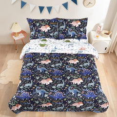 Pea Pod dinosaur toddler comforter closeup for cozy bedtime