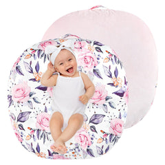 Pea Pod newborn lounger cover floral front view shows soft fabric for baby comfort.