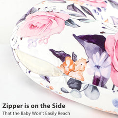 Pea Pod nursing pillow cover with hidden zipper ensures smooth removal.