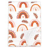 Pea Pod rainbow Minky blanket with dotted backing for cozy crib warmth