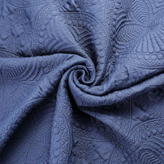 PEACELOVER monogram-ready baby quilt navy stitching detail closeup.