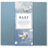 Peachly Finn blue cover with linen texture offers a durable keepsake for memories.