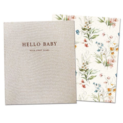 Peachly Fleur baby book cover linen shows premium craftsmanship for lasting memories
