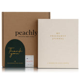 Peachly Pregnancy Journal cover in linen with gold foil for a durable keepsake