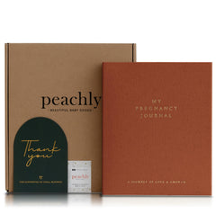 Peachly pregnancy journal Rust cover in linen for elegant memory keeping