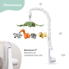The Peanutshell crib mobile detachable arm enables easy transport and storage.