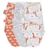 The Peanutshell Desert Safari swaddle terracotta print in breathable cotton for newborn comfort.