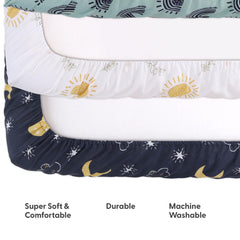 The Peanutshell durable-washable crib-sheets closeup shows long-lasting softness after washes.